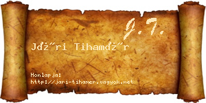 Jári Tihamér névjegykártya